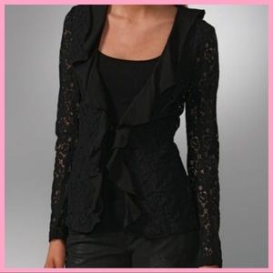 FREE PEOPLE | Black Lace Ruffle Collar Blazer
